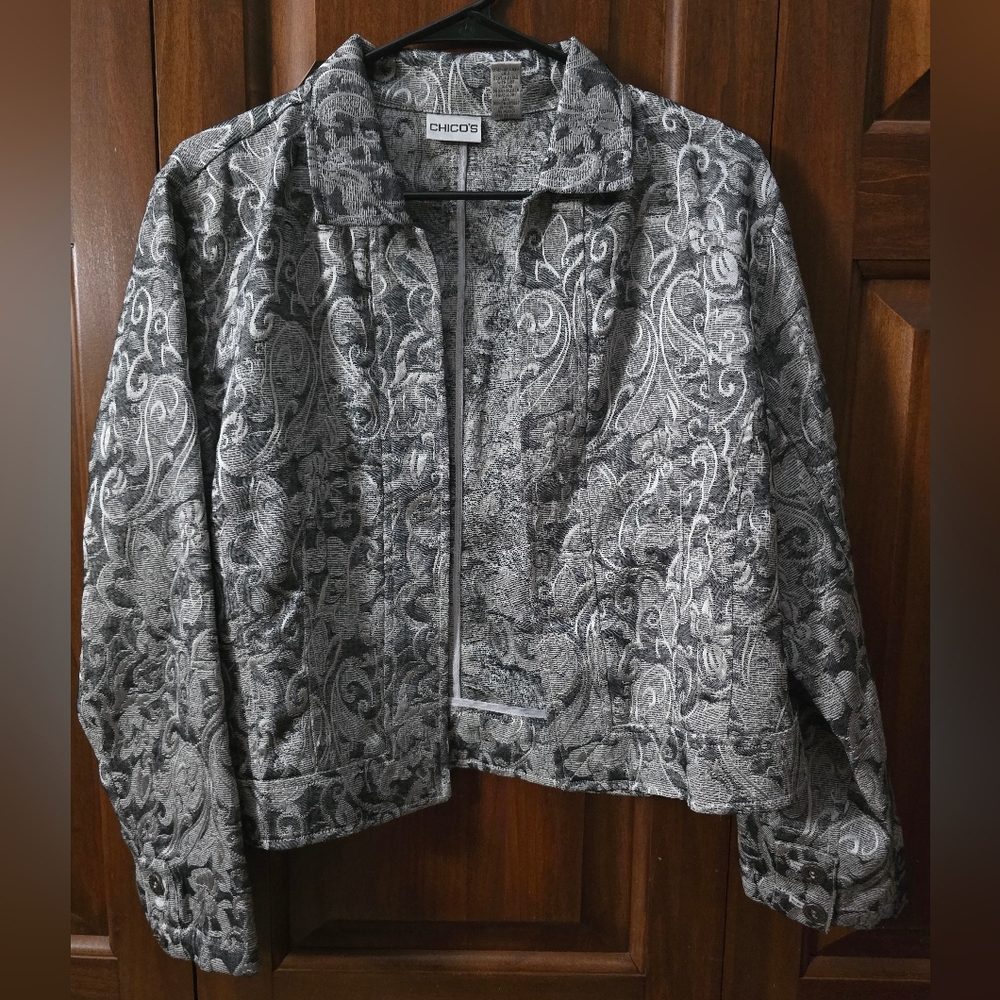 Chico's Gray Patterned Women's Jacket Size 2